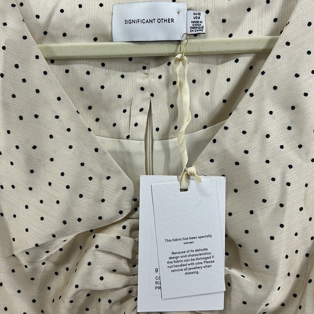 Revolve Significant Other Norah Cream Satin Polka Dot Cropped Blouse NWT - Picture 5 of 6